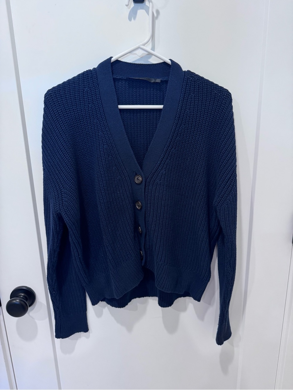 Jenni Kayne Navy Chunky V-Neck Button Cardigan